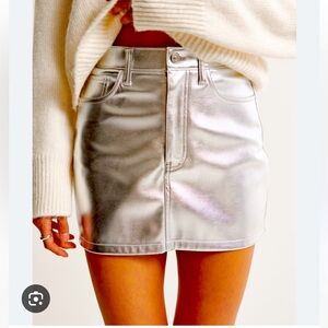 Vegan 5 pocket silver mini skirt